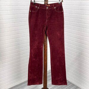 Essendi Jeans Women 6 28Wx34L‎ Burgundy Velvet Seam Bootcut Cotton Pants Brazil
